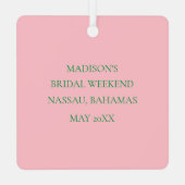 Roze Margarita Bruids Bachelorette Bruidsmeisje Metalen Ornament (Achterkant)