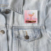 Roze Margarita Bruids Bachelorette Party Favoriet Vierkante Button 5,1 Cm (In situ)