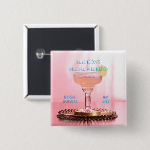 Roze Margarita Bruids Bachelorette Party Favoriet Vierkante Button 5,1 Cm