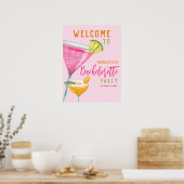 Roze Margarita Custom Bachelorette Party Welkom Poster (Keuken)