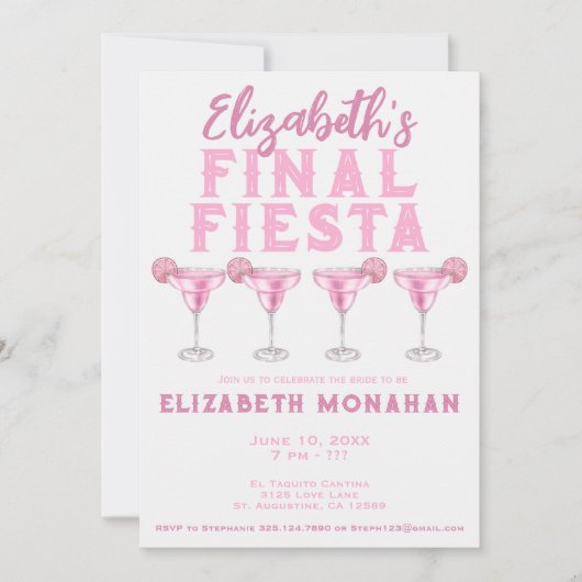 Roze Margarita Final Fiesta Bachelorette Kaart (Voorkant)