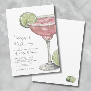 Roze Margarita Margs & Huwelijk Vrijgezellenfeest Kaart