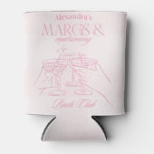 Roze Margs en Huwelijk Bachelorette Blikjeskoeler (Voorkant)