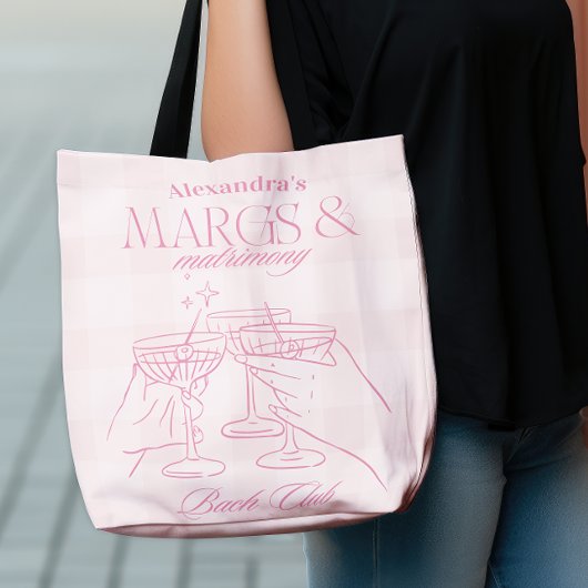 Roze Margs en Huwelijk Bachelorette Tote Bag