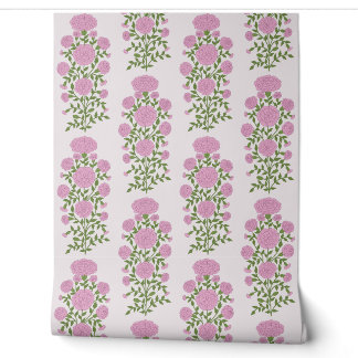 Roze Marigold bloemen mungal Behang