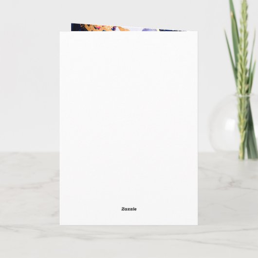 Roze, marine blauw en gouden inkt verjaardagsfeest kaart (Achterkant)