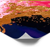 Roze, marine blauw en gouden inkt verjaardagsfeest poster (Hoek)