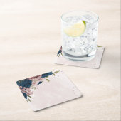 roze marine blauwe bloemen botanische bruiloft kartonnen onderzetters (Insitu)