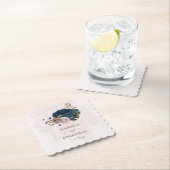 roze marine blauwe bloemen botanische bruiloft kartonnen onderzetters (Insitu)