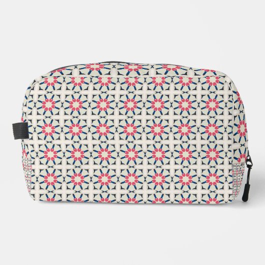 Roze Marine Bloem Geometrisch Patroon Toilettasje (Voorkant)