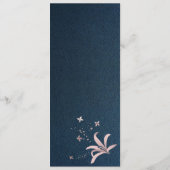 roze & marine bloemen & bladeren bruiloft menu (Achterkant)