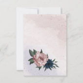 Roze & marine bloemen botanisch bedankkaart (Achterkant)