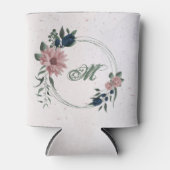 roze & marine bloemen botanisch blikjeskoeler (Voorkant)