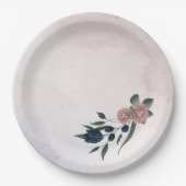 Roze & marine bloemen botanisch papieren bordje (Voorkant)