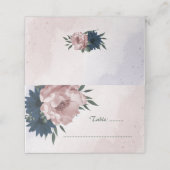 Roze & marine bloemen botanisch plaatskaartje (Buitenkant ongevouwen)