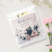 Roze & marine bloemen botanische bruiloft bedankzakje (Gezegeld)