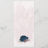 Roze & marine bloemen botanische bruiloft menu (Achterkant)