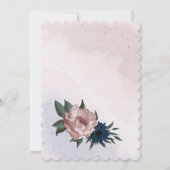 Roze & marine bloemen botanische krans bruiloft kaart (Achterkant)
