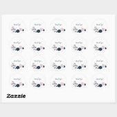 roze & marine bloemen dank u ronde sticker (Vel)