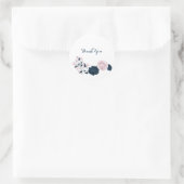 roze & marine bloemen dank u ronde sticker (Tas)