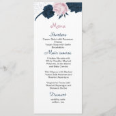 roze & marine bloemen mooie bruiloft menu (Voorkant)