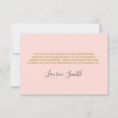 Roze marine dankkaart, bloemige babyshower kaart (Achterkant)