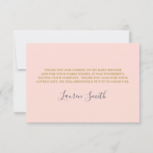 Roze marine dankkaart, bloemige babyshowerkaart bedankkaart (Achterkant)