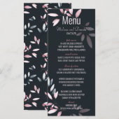 Roze Marine Elegante Waterverf Bloemige Bruiloft Menu (Voorkant / Achterkant)