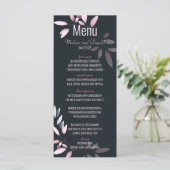 Roze Marine Elegante Waterverf Bloemige Bruiloft Menu (Staand voorkant)