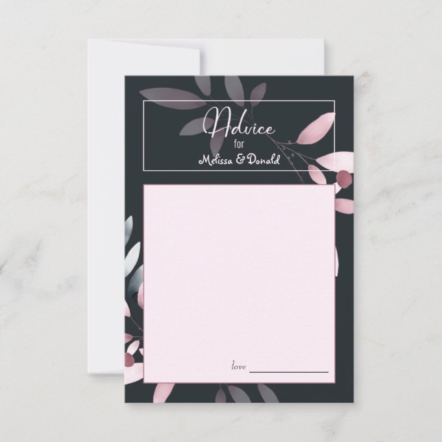 Roze Marine Elegante Waterverf Bruiloft Advieskaar (Voorkant)