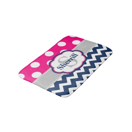 Roze marine - gepersonaliseerd bathmat badmat (Gekanteld)