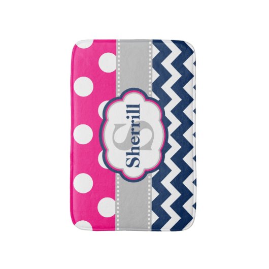 Roze marine - gepersonaliseerd bathmat badmat (Voorkant Verticaal)