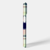Roze Marine Groen Wit Preppy Madras N Monogram Case-Mate iPhone Case (Achterkant / Rechts)