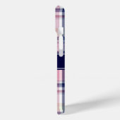Roze Marine Groen Wit Preppy Madras N Monogram Case-Mate iPhone Case (Achterkant / Links)