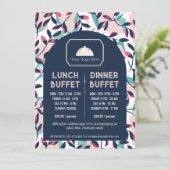 Roze Marine Groene Lunch Diner Buffet Menu (Staand voorkant)