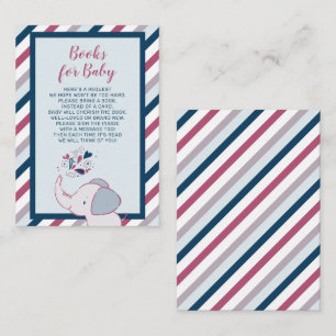 Roze & Marine Olifant Baby Shower Boeken voor Baby Informatiekaartje