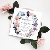  roze marine Paars Floral Foliage Weddenschap Kaart