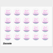Roze marine preppy aangepaste naam bruiloft gunst  ronde sticker (Vel)