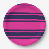 Roze marine strepen papieren bordje (Voorkant)
