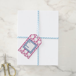 Roze Marine Trellis Bamboe Patroon Preppy Cadeaulabel