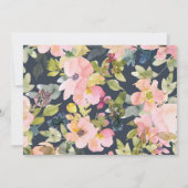 Roze marine watercolor bloemige aangepaste bruidsd bedankkaart (Achterkant)