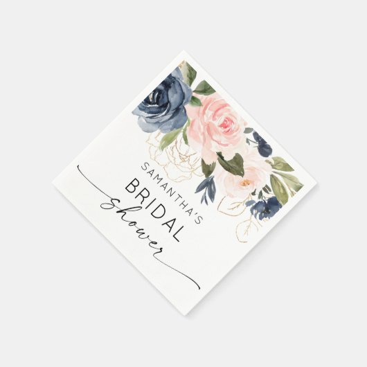 Roze marine waterverf bloem bruiloftsfeest servet (Hoek)