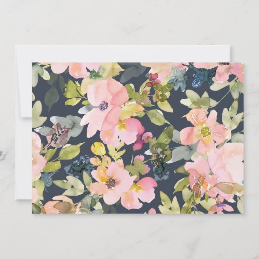 Roze Marine Waterverf Bloem Custom Bruidsmeisjes U Bedankkaart (Achterkant)