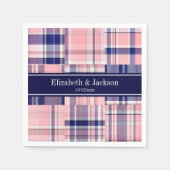 Roze marine Wht Preppy Patchwork Madras N Monogram Servetten (Voorkant)