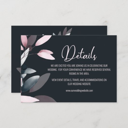 Roze marineachtige legant zachte Waterverf Informatiekaartje (Voorkant / Achterkant)