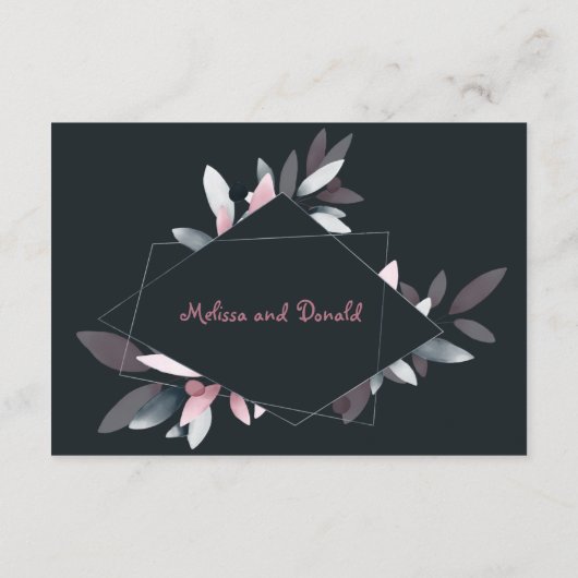 Roze marineachtige legant zachte Waterverf Informatiekaartje (Achterkant)