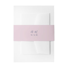 Roze & Marineblauw | Eenvoudige Trouw Monogram Bui Uitnodigingen Wikkel