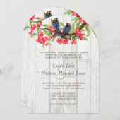 Roze marineblauw  Lovebird Barn Wood Kaart (Voorkant / Achterkant)