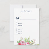 Roze marineblauw Waterverf bloemen RSVP (Achterkant)