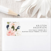 Roze marineblauw Waterverf goudolie Etiket (Insitu)